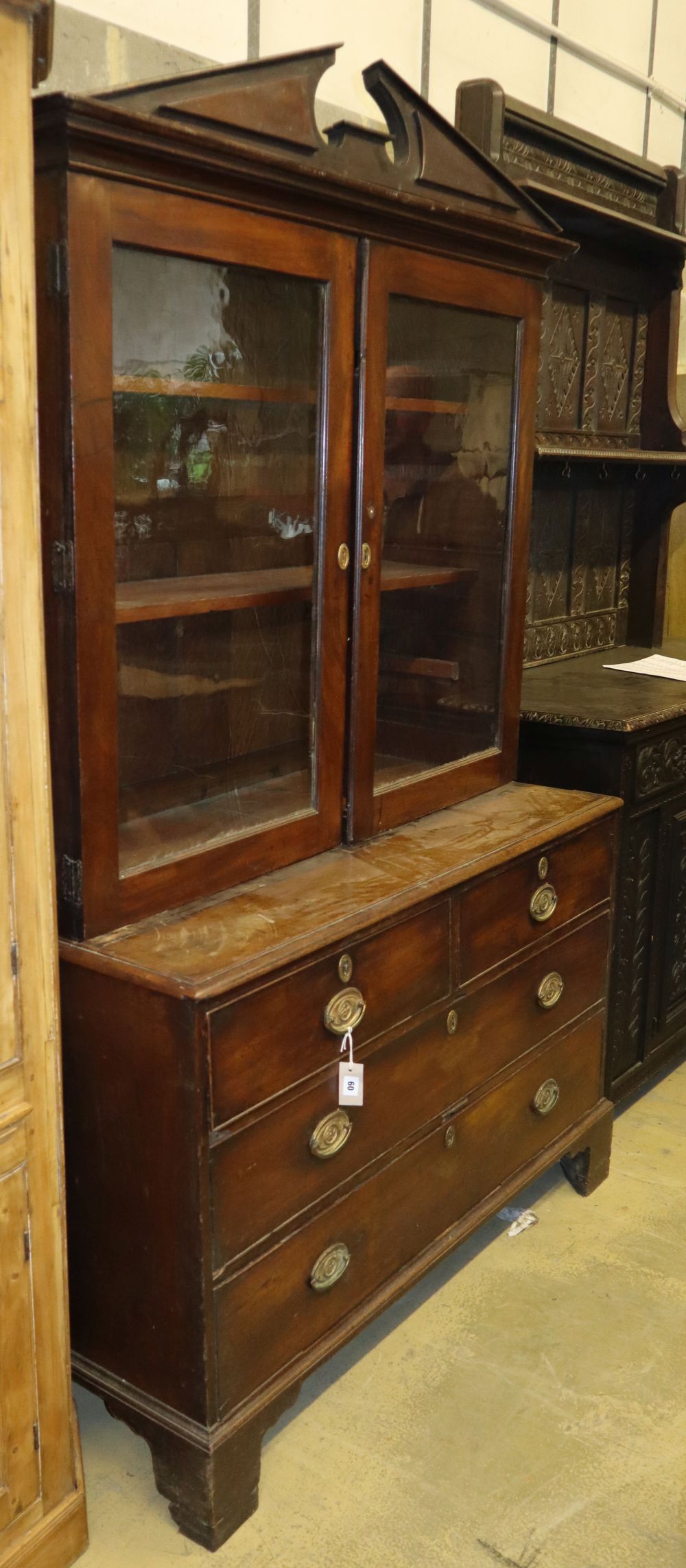 A George III mahogany library bookcase, W.130, D.64cm, H.212cm